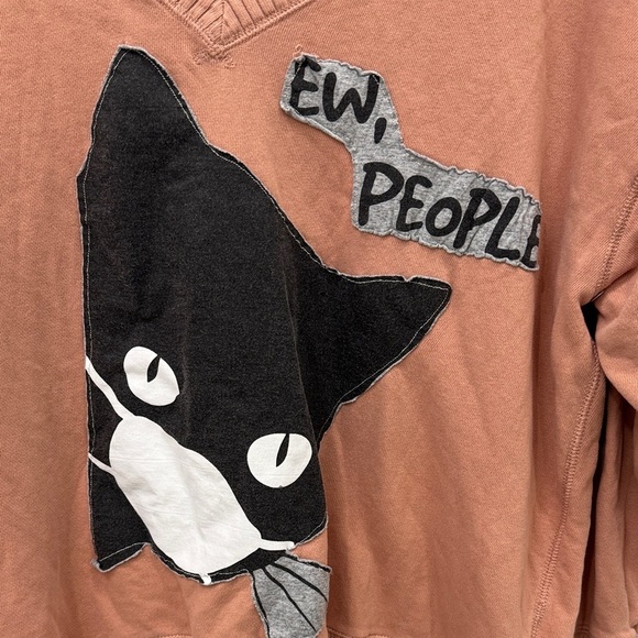 Aerie Cat Mask Crewneck Sweater - Ew People | Peach and Black - Picture 3 of 6